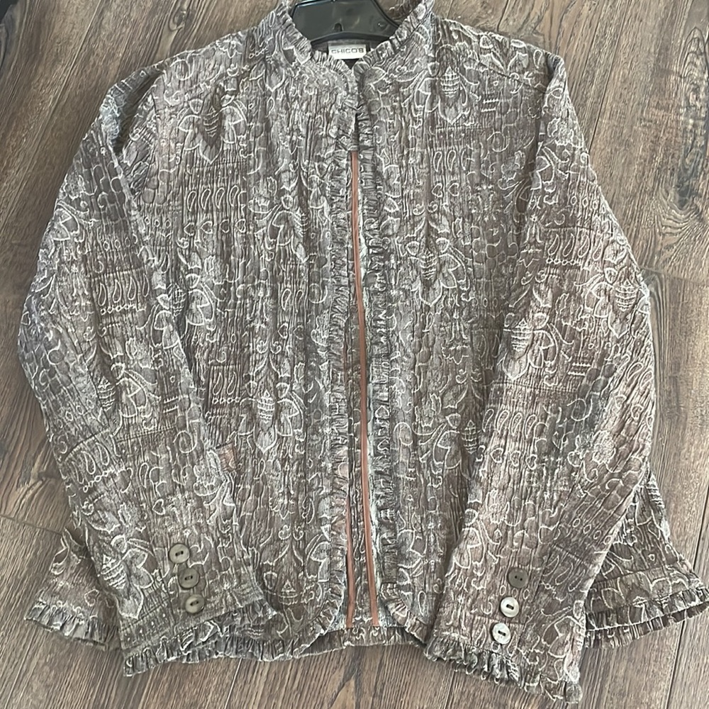 Chicos NWOT tapestry jacket brown size 12 - Picture 7 of 8